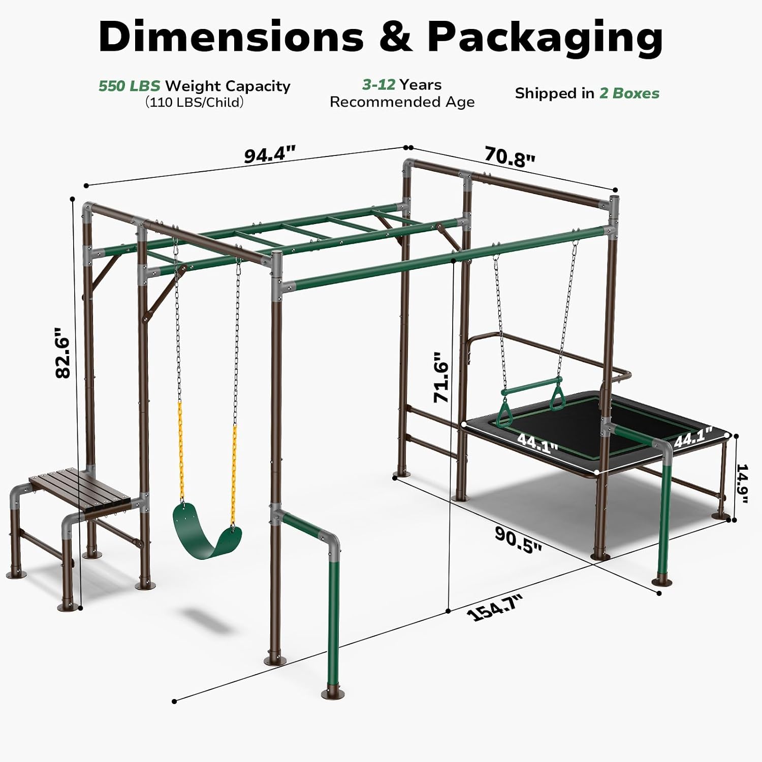 Kids Outdoor Monkey Bar Set - Monkey Bars Kids Outdoor Jungle Gym