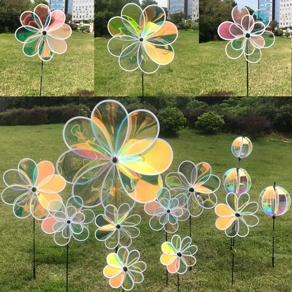 Kids Outdoor Fairy Garden - 8 Leaf Colorful Reflective Bird Repellent