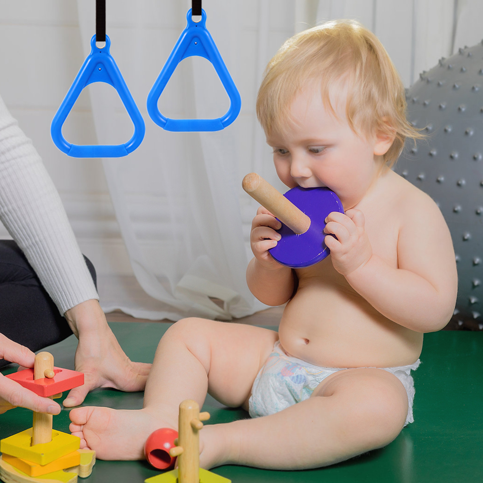 Kids Outdoor Obstacle Course Equipment - 2Pcs Kids Gymnastic Rings Climbing Bars