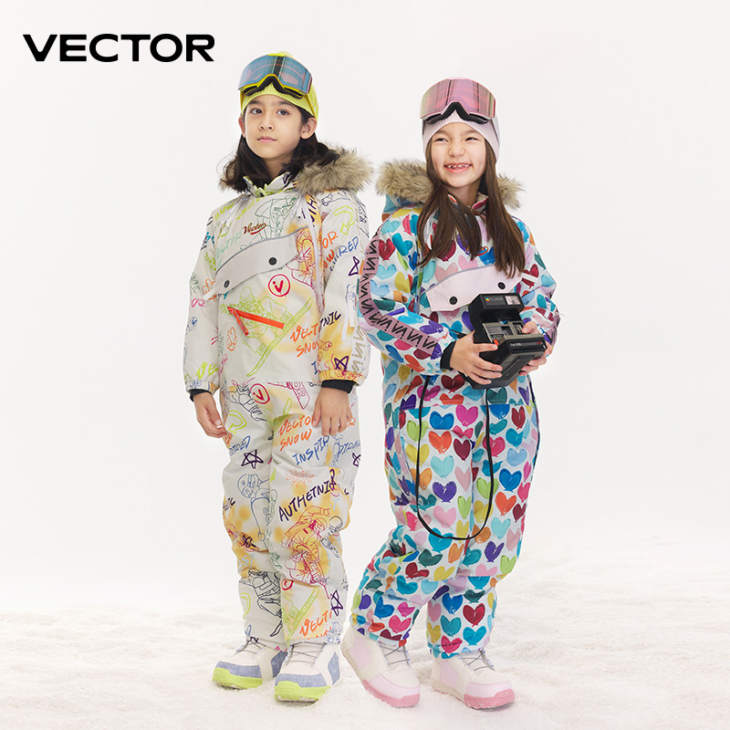 Kids Outdoor Jumpsuit - VECTOR Thick Children One-Piece Ski Jumpsuit