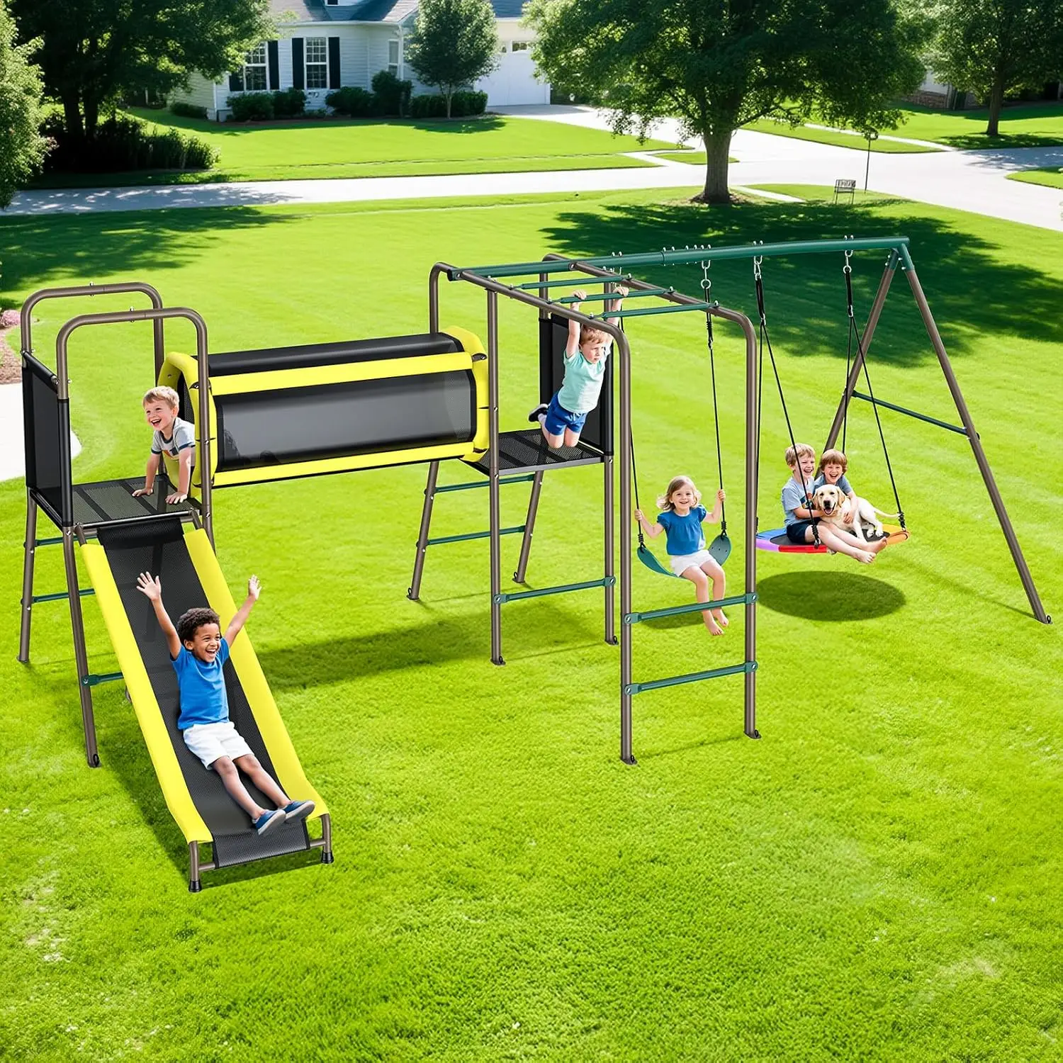 Hapfan 660lbs Swing Set with S - đánh giá và giá Kids Outdoor Monkey Bar Set