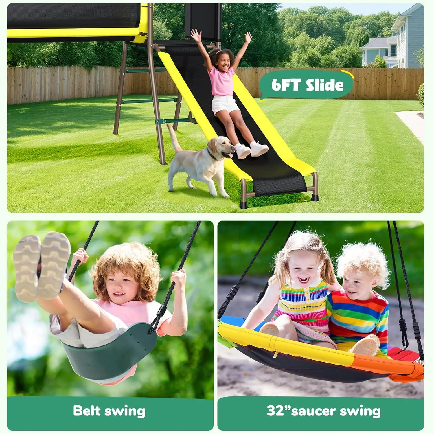 Hapfan 660lbs Swing Set with S - đánh giá và giá Kids Outdoor Monkey Bar Set