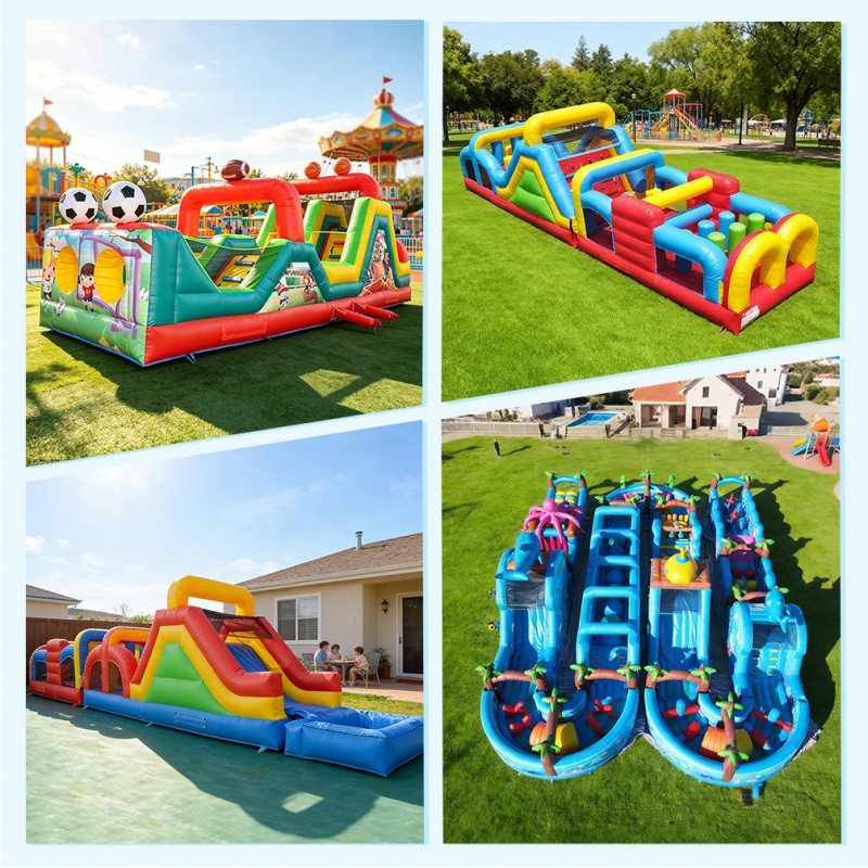 Large Red and Blue Commercial  - đánh giá và giá Kids Outdoor Obstacle Course