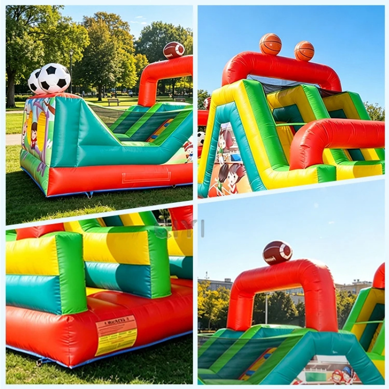Large Red and Blue Commercial  - đánh giá và giá Kids Outdoor Obstacle Course