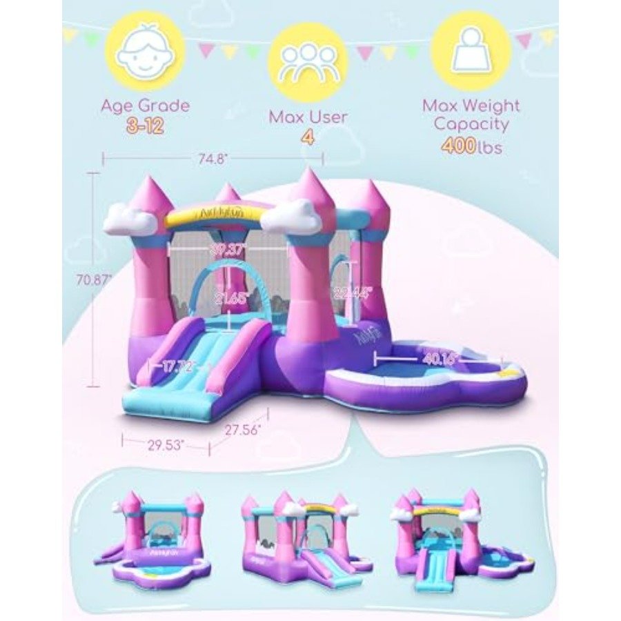 Pink inflatable bounce house f - đánh giá và giá Kids Outdoor House With Slide