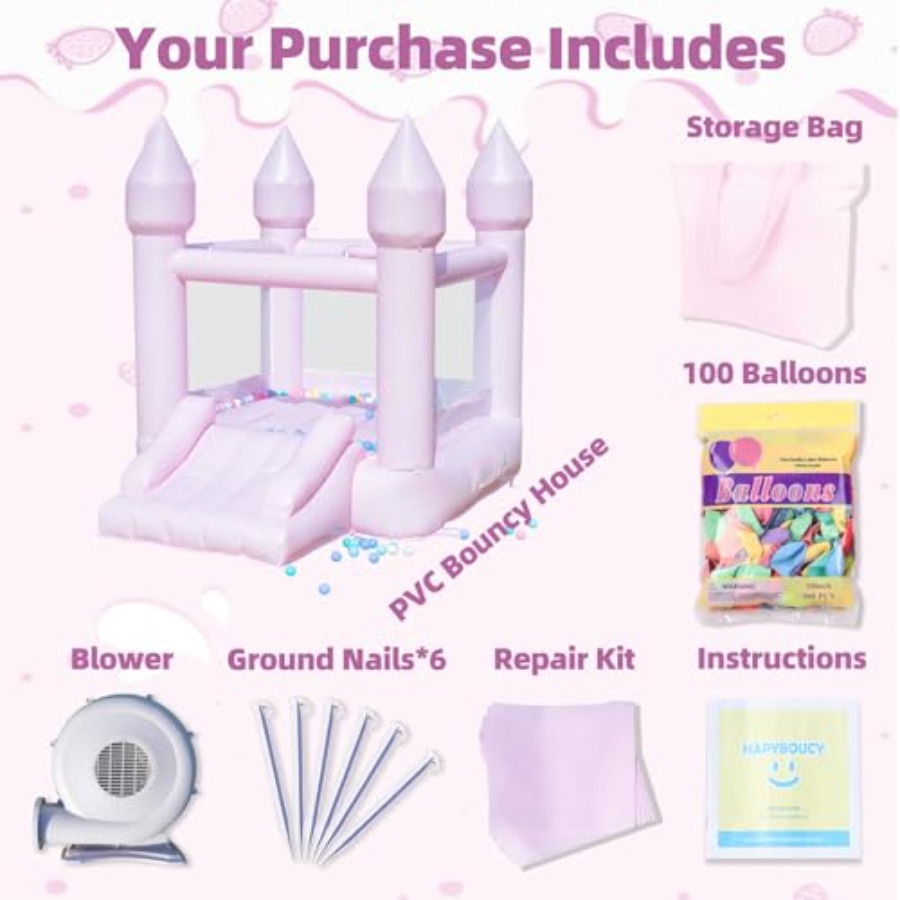 PVC bounce house for kids 3-6  - đánh giá và giá Kids Outdoor House With Slide